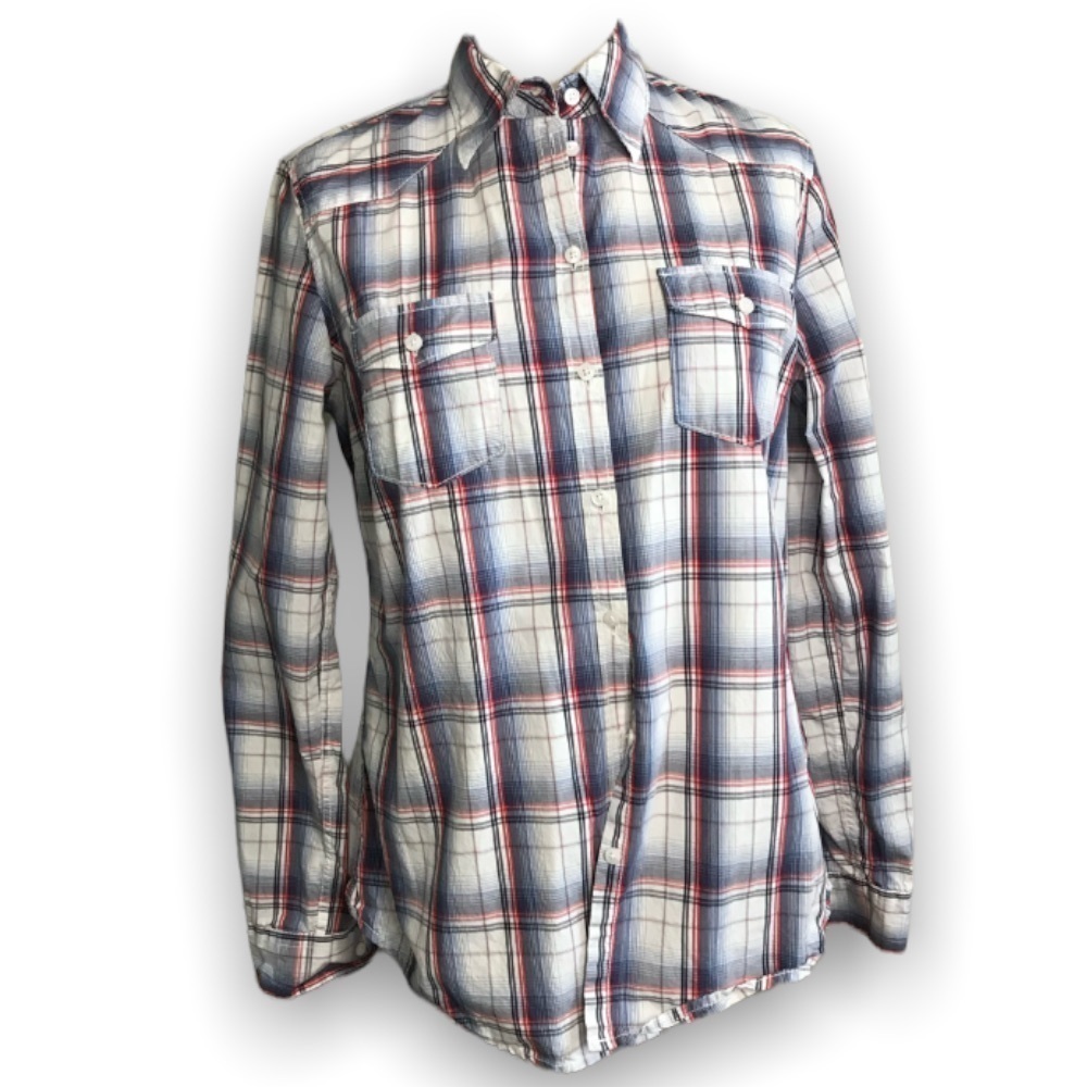 H&M (LOGG) Blue Lightweight Plaid Shirt - Size 10
